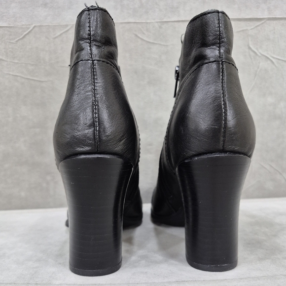 Born ankle boots women's 7 black leather block heel cap toe side zip - Picture 5 of 14